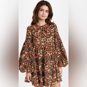 ByTIMO Corduroy Lace Tiered Brown Multi